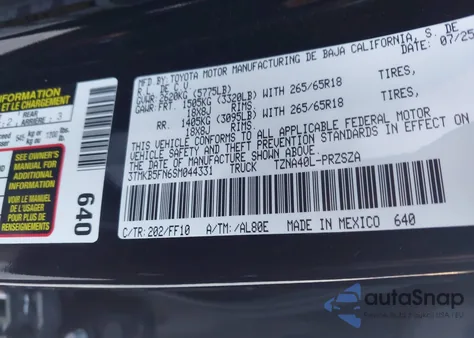 2025 Toyota Tacoma Sr5 2Wd из США, поврежденный, VIN 3TMKB5FN6SM044331